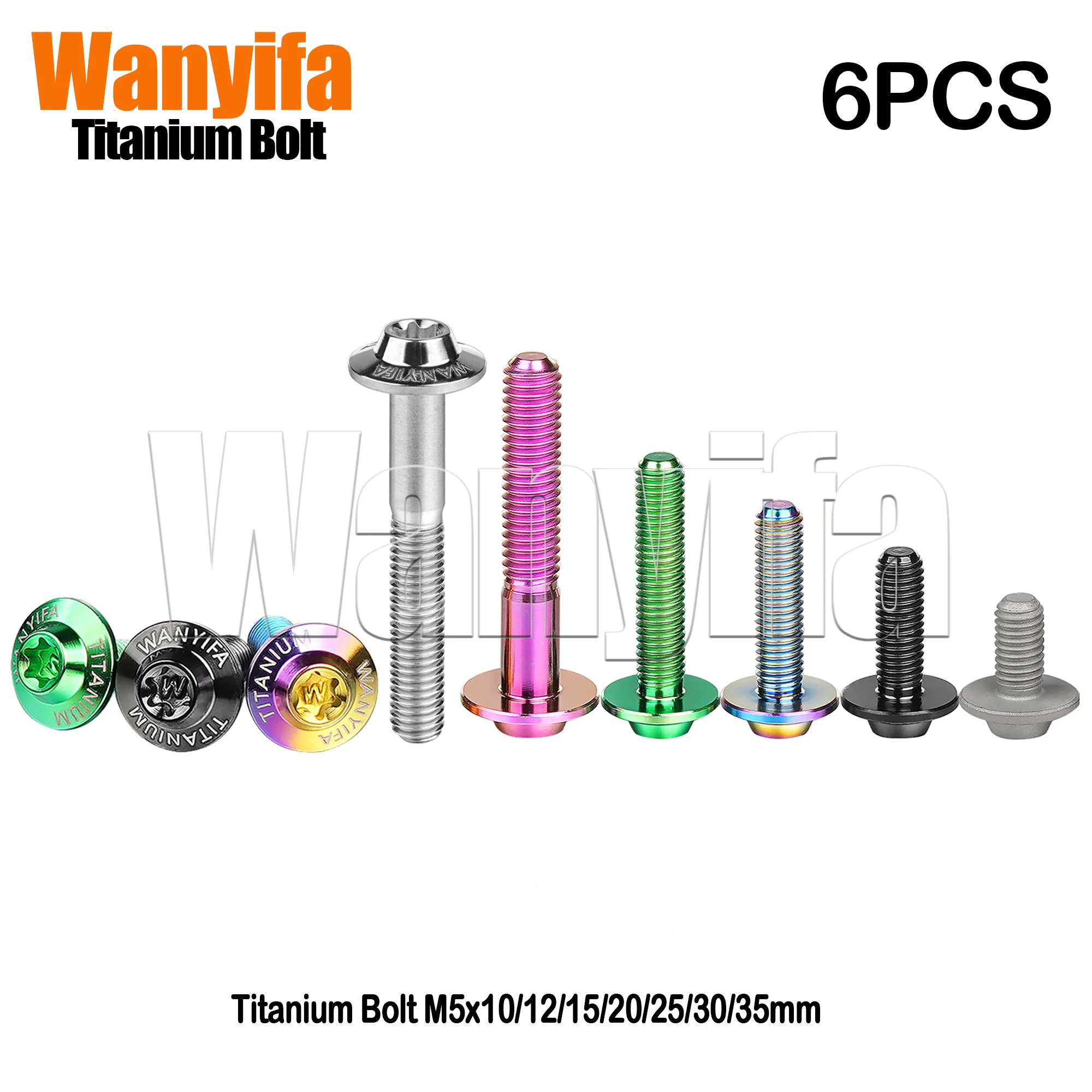 

Wanyifa Bicycle Part Bolt M5x10/12/15/20/25/30/35mm Titanium Torx head Screws for MTB Road Bike 6 Pcs