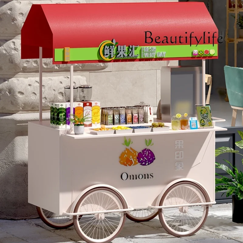 Wheeled stall trolley outdoor night market float wrought iron promotion movable sales stall dining car