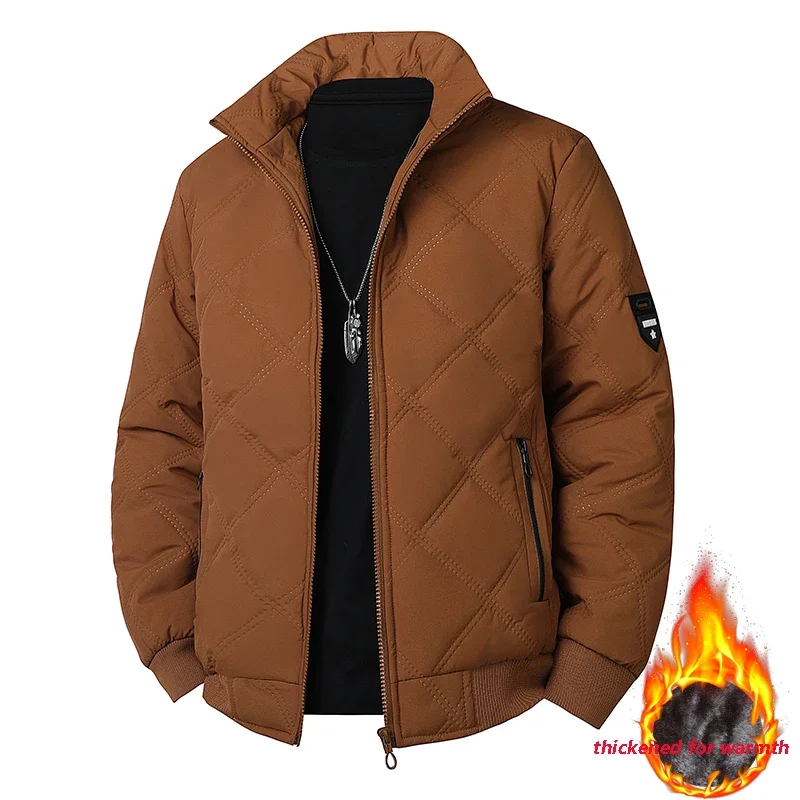 

Men's winter artificial wool cotton coat thick cotton coat warm and casual versatile loose and oversized stand up collar jacket