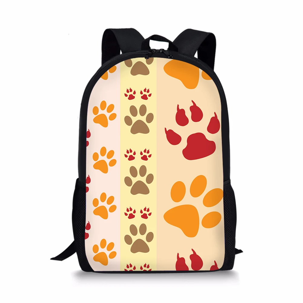 Saco de escola colorido Dog Paw para adolescentes, Mochila de ombro para crianças, meninos e meninas, mochilas infantis