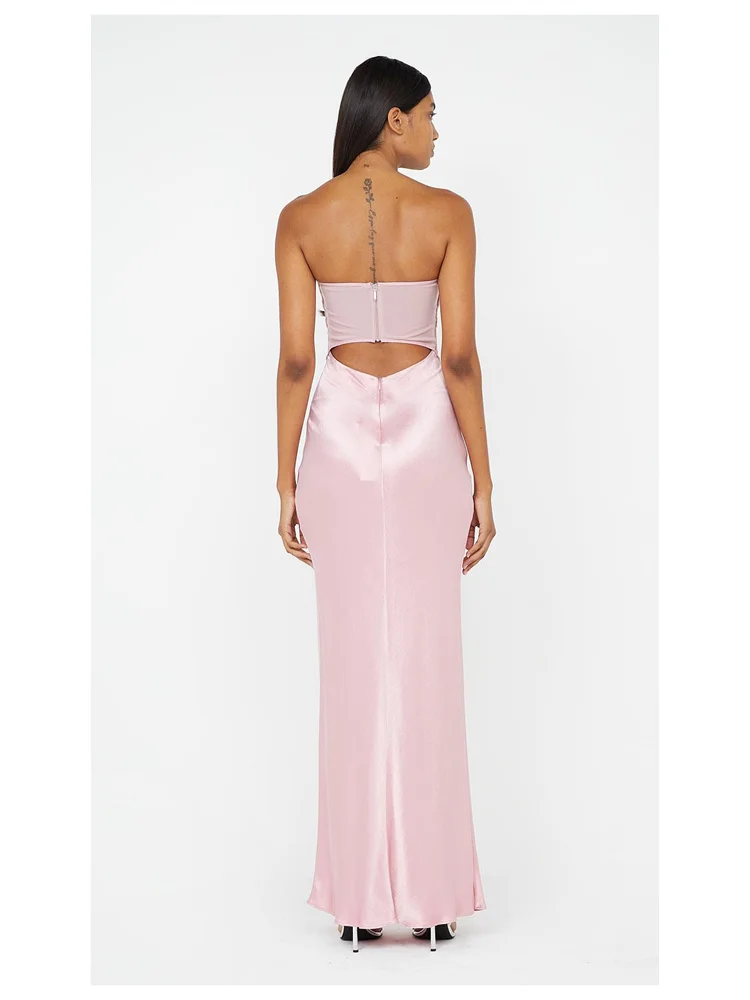 Robe de soirée plissée avec nœud Chic, personnalisée, sans manches, décolleté en cœur, poitrine plissée, Design creux Central