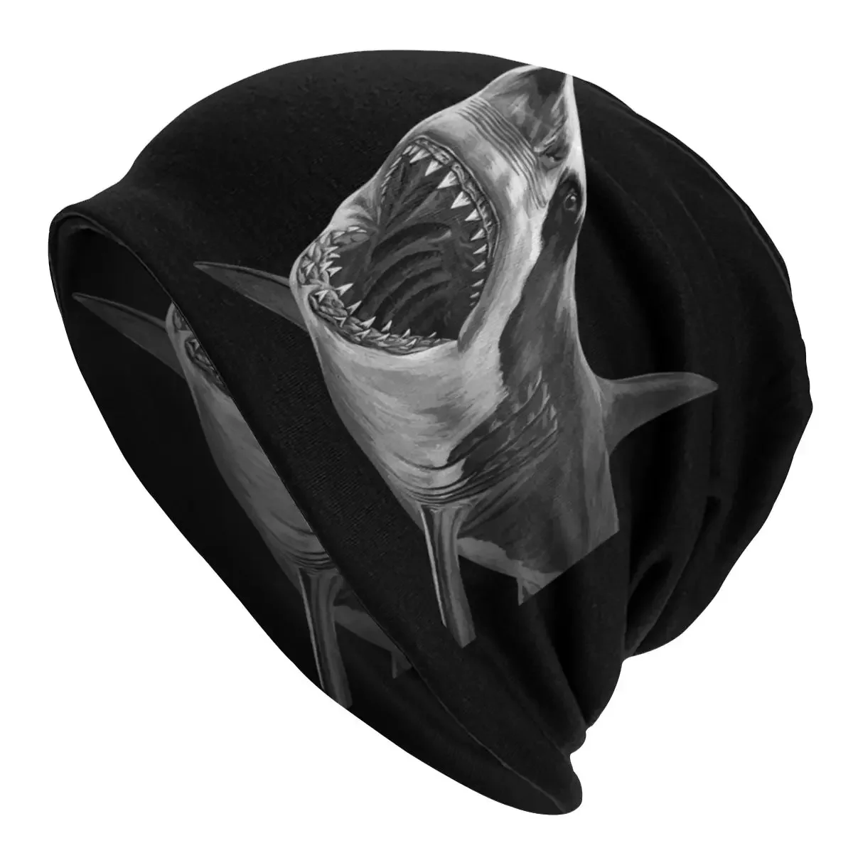 Great White Shark Wild Animal Bonnet Hats Knitting Hats Goth Street Skullies Beanies Hat Unisex Summer Thermal Elastic Caps