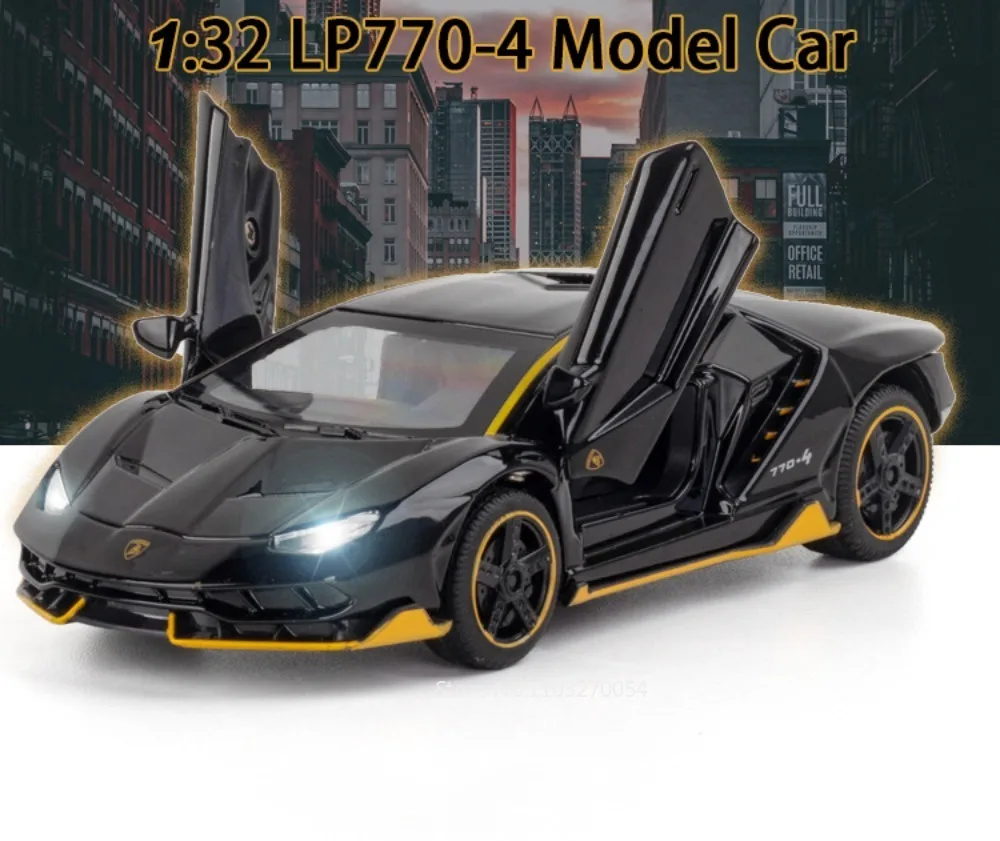 1:32 Lambor SVJ63 LP770 Miniaturmodell Legierung Diecast Auto Spielzeug Sound Licht Zurückziehen Türen Geöffnet Fahrzeug Mode Ornament für Jungen – Detail 7