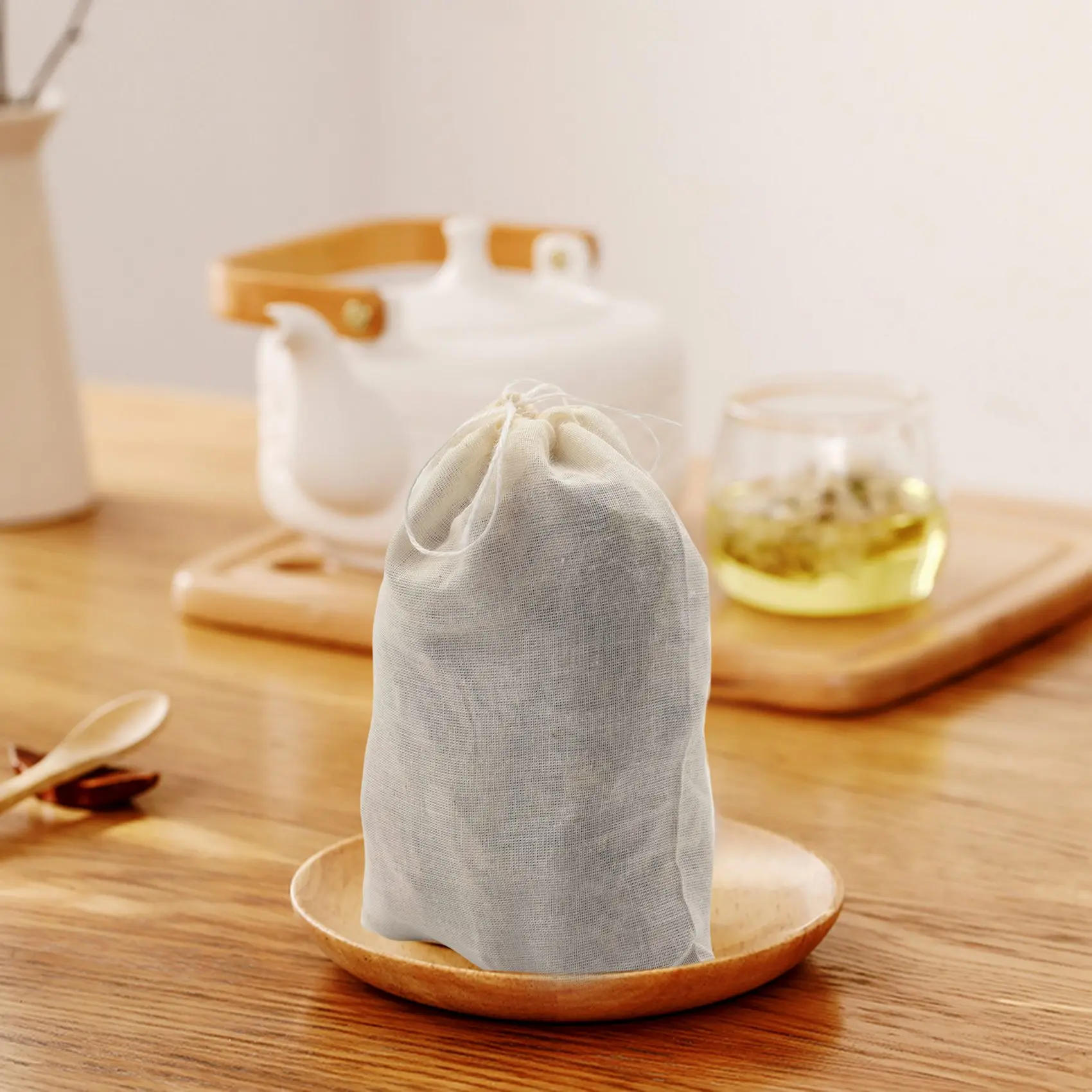 200 pak tas Muslin katun tas Sachet tas serut serbaguna untuk perhiasan teh penyimpanan hadiah pernikahan (4x6 inci)