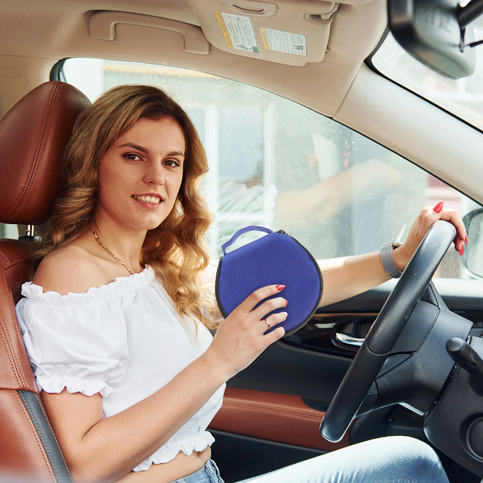 Okrągłe, małe etui na CD, pojemność 20 płyt, organizer na CD, etui na DVD do samochodu, na muzykę, gry, wideo, przechowywanie płyt DVD, organizer na kompaktowe dyski.