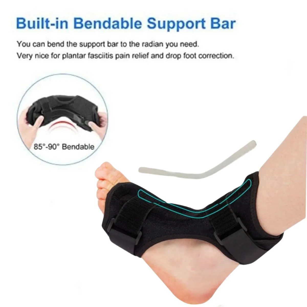 BraceAbility Plantar Fasciitis Night Splint Sock-Soft Plantar Fascia Brace for Sleeping Achilles Tendonitis Foot Drop Heel Pain