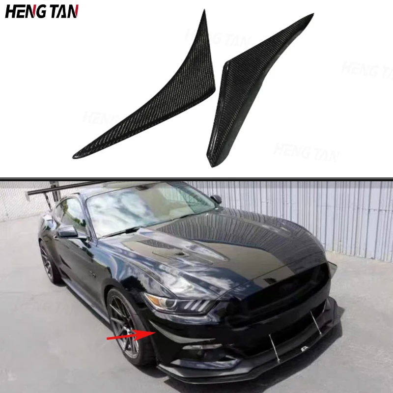 Carbon Fiber Car Front Bumper Side Splitters Fins Canards Parts For Ford Mustang 2015-2022 Upgrade Body kit