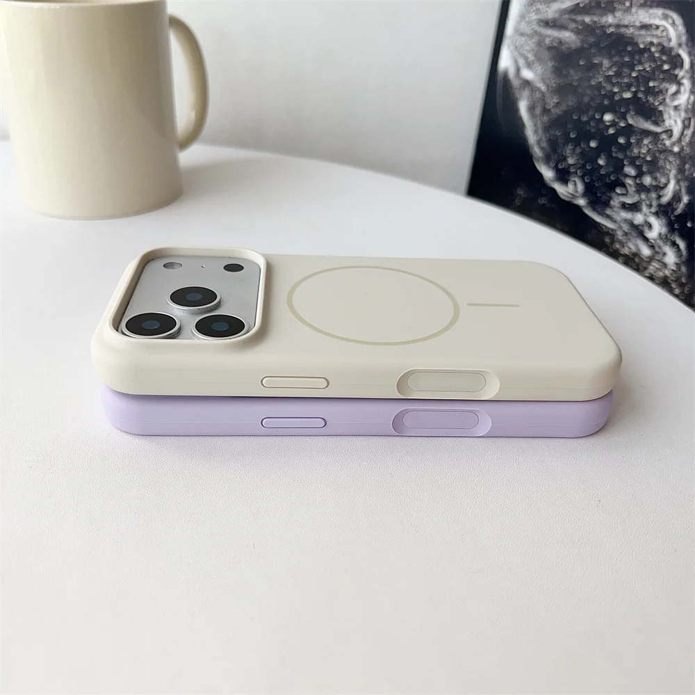 حافظة سيليكون سائلة مغناطيسية أصلية فاخرة لهاتف آيفون 17 برو 17 إير 16 15 14 13 12 11 Magsafe غطاء شحن لاسلكي