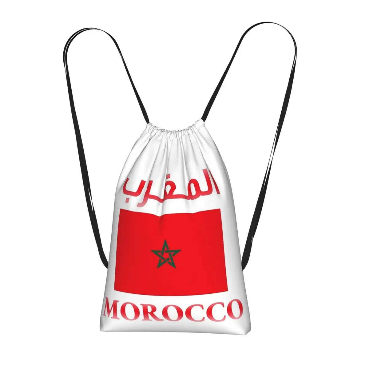 Moroccan Passport Kingdom Of Morocco Drawstring Backpack Sports Gym Bag Portable Travel Drawstring Bag for Men Women