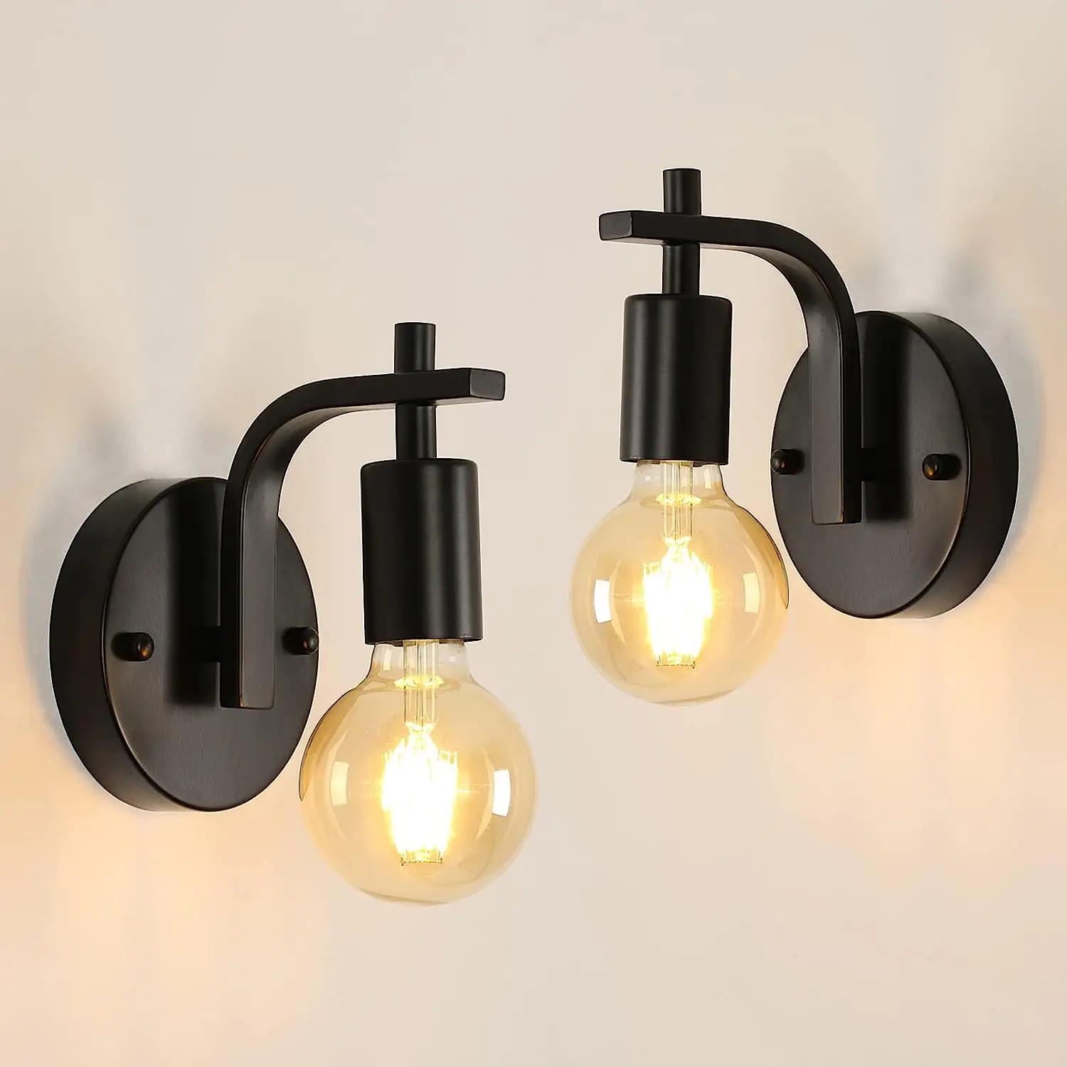 Industrial Black Wall Lamp, E27 Acrylic Wall Sconce with Unique Design, Perfect for Balcony, Staircase, Corridor