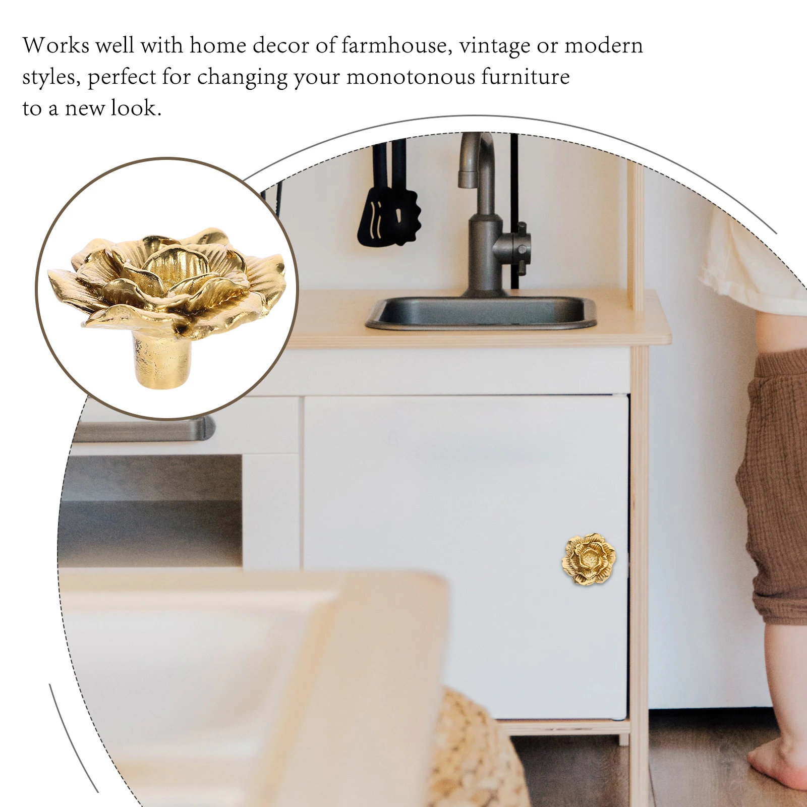 

Rose Handle 33x18mm Cabinet Knobs Pulls Furniture Handles Drawer Dresser Wardrobe Cupboard Kitchen Bedroom Decorative