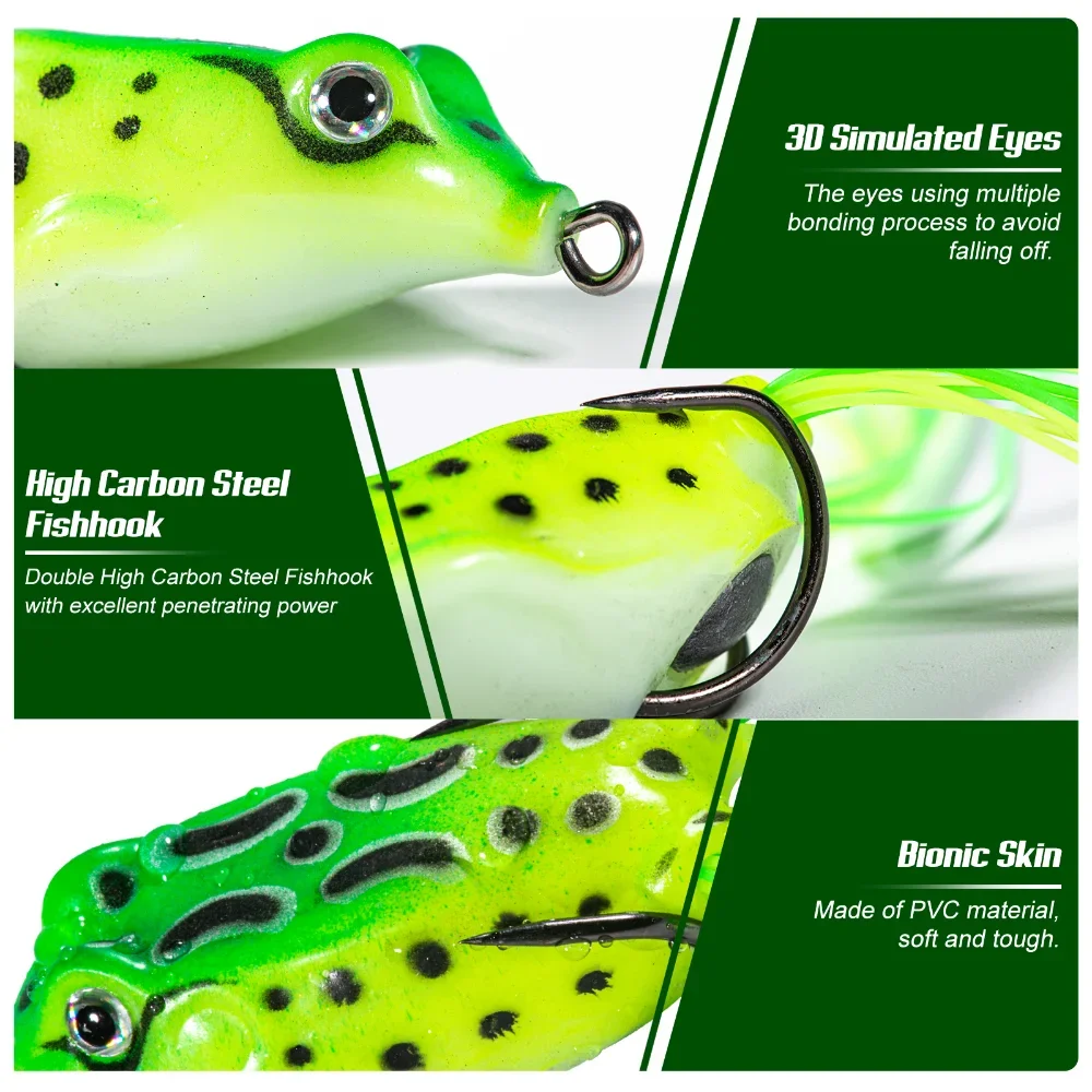 Goture 10/15pcs Topwater Wobblers Frog Fishing Lure Kit Popping Soft Bait Frog Type Lures for Bass Saltwater Freshwater Fishing