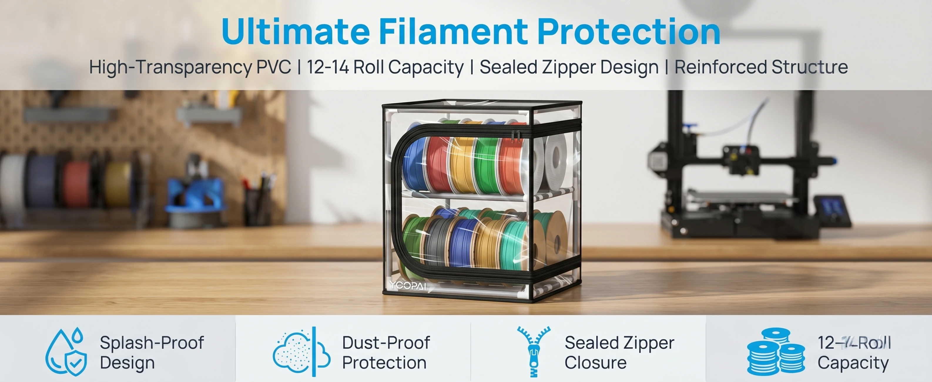 3D-Drucker Filament-Aufbewahrungsbox Trockner Filament 10 Rollen/20 Rollen Wasserdicht und Staubdicht Platzsparende Filament-Tasche – Detail 1
