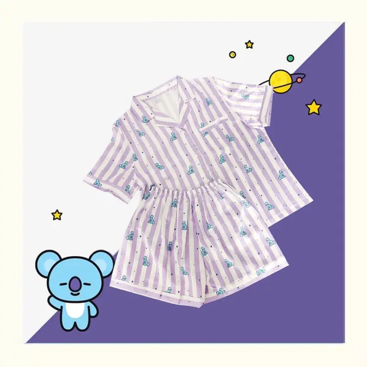 BT21 Sleepwear, Home Wear, Casual Wear, Short Sleeved T-Shirt, Shorts Two-Piece Set for Men and Women in Summer view 4