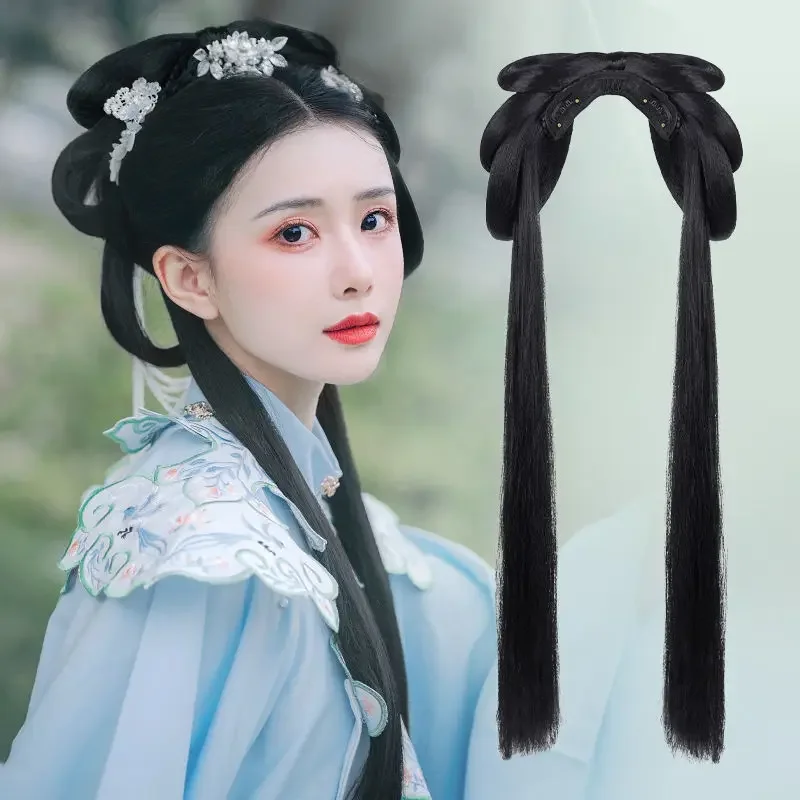 

Chinese Ancient Hanfu Accessories Wig Women Vintage Wig Modelling Whole Wig Cap Ming Dynasty Fairy Cosplay Hair Halloween Props