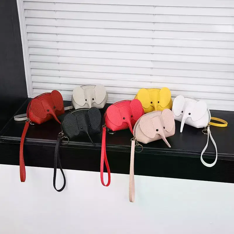 1Pcs Creative Lipstick Zipper Card Bag Cute Small Elephant Wallet Cosplay Purse Elephant Japanese Bag Backpack Pendant