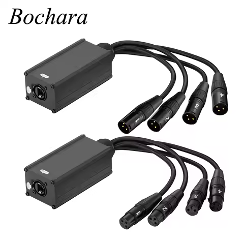 Bochara 25cm RJ45 to 4 Channel 3Pin XLR Audio/DMX Over Network Cable Extender for Stage Sound Lighting and Recording Studio