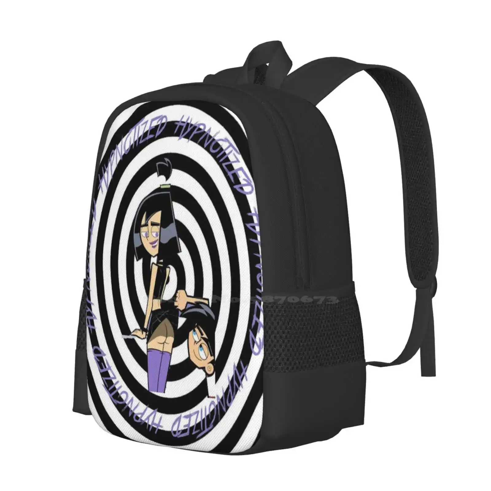 Rick Phantom Cartoon Backpack, Hipnotized Pattern Design, Bolsa de estudantes, Sam Mason Butt, Gótico, Menina, 2000s