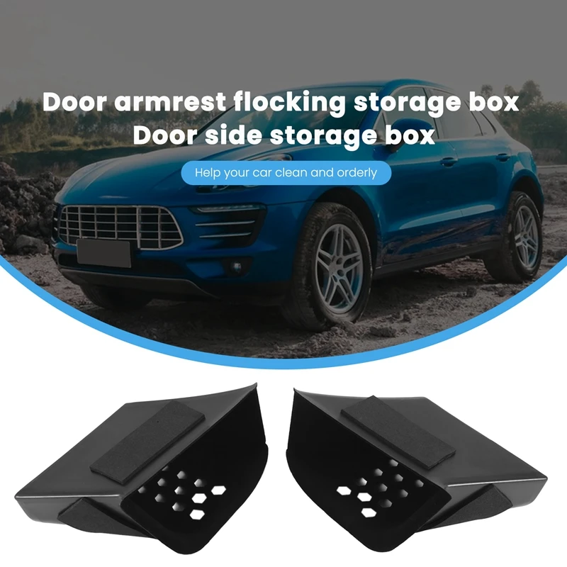 2Pcs Black Door Armrest Organizer Storage Box For Porsche 911 Boxster Cayman 2013-2019