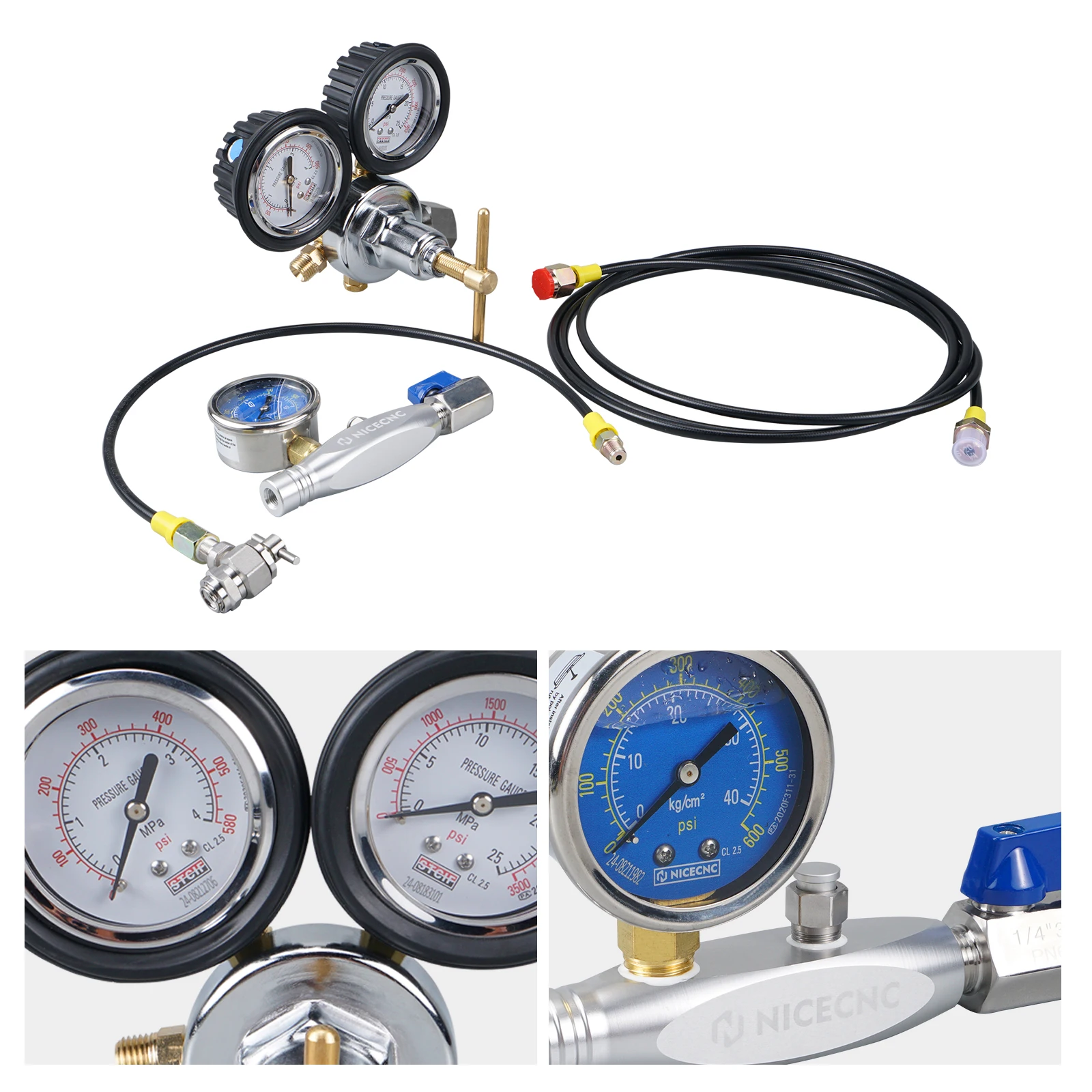 Nitrogen Shock Filling Tool 600PSI Gauge For Yamaha Raptor YZX Polaris RZR CanAm Arctic Cat ATV UTV Off-road Bike Dirt bike