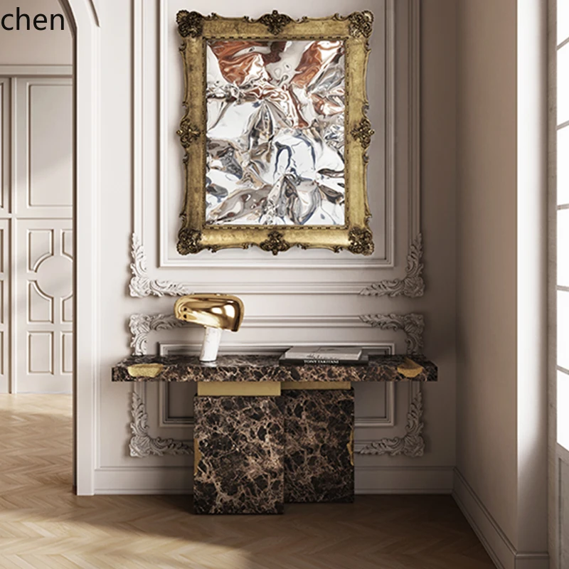 HT  Italian light luxury marble entrance table, new design decorative table, entrance hall entrance table