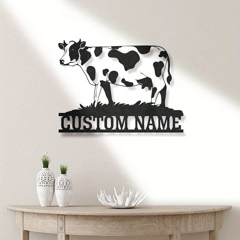 Custom Vintage Cow Farmhouse Metal Sign - Personalized Farm Wall Art, Barn Ranch Rustic Decor, Farmer Gift.