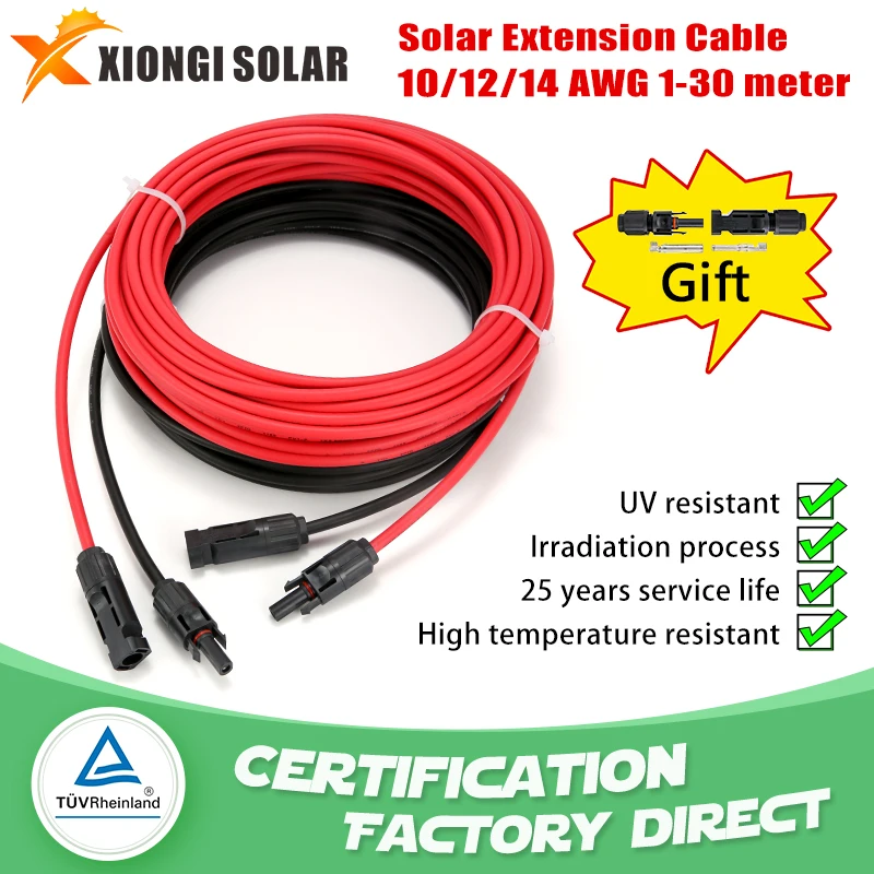 

XIONGISOLAR DC PV Cable Solar Connector Male and Female 1000V30A Panel Connectors for PVMC With 2.5/4/6mm2 1Pair Have 4 Joint