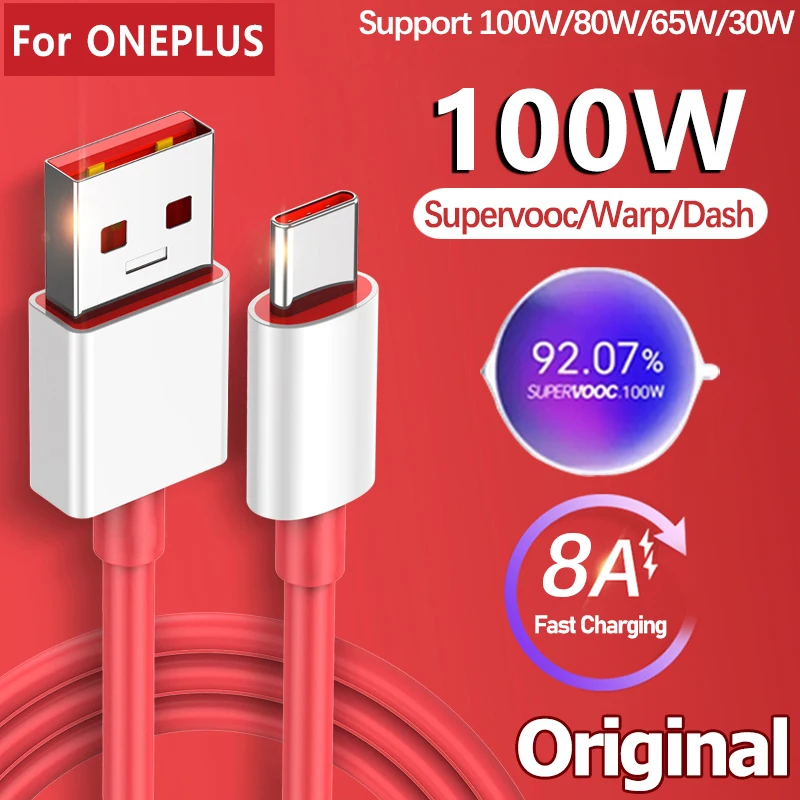 Оригинальный зарядный кабель Supervooc для Oneplus Ace 3 2 12 11 10R 9RT 9 Pro Nord CE3 2, зарядка через USB Type-C, кабель для быстрой зарядки 100 Вт 8A