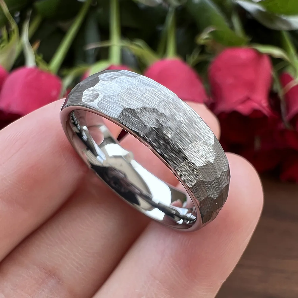 Fashion Personality Multi-Faceted Hammered Brushed Finish Rings Men Women New Multicolor  Jewelry Ring Gift Size 6-12