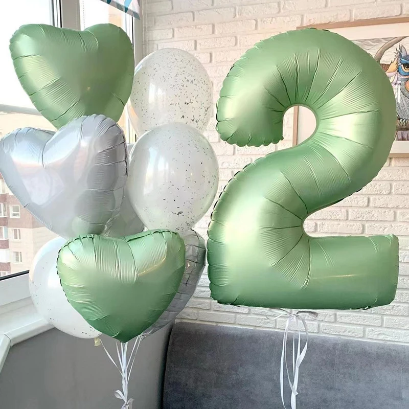 40inch Big Foil Birthday Balloons Olive Green Number Balloon 0-9 Birthday Wedding Wild One Party Decorations Shower Large Figure