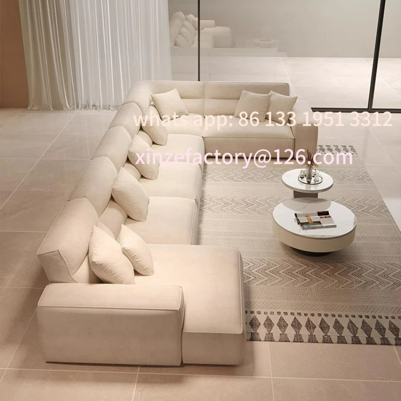 

Customizable large flat straight corner combination sofa modern simple matte fabric