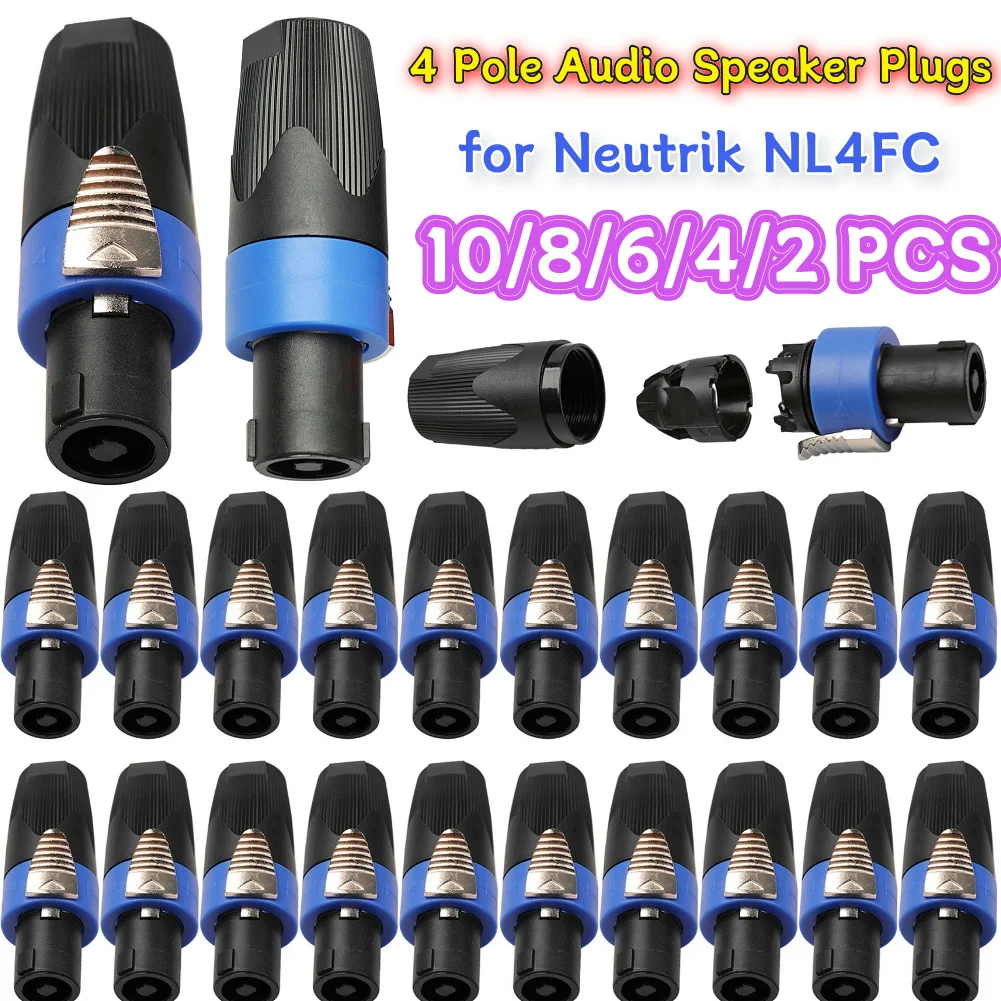 10-2 PCS 2/10x 4 Pole Audio Speaker Connectors Plugs Twist L