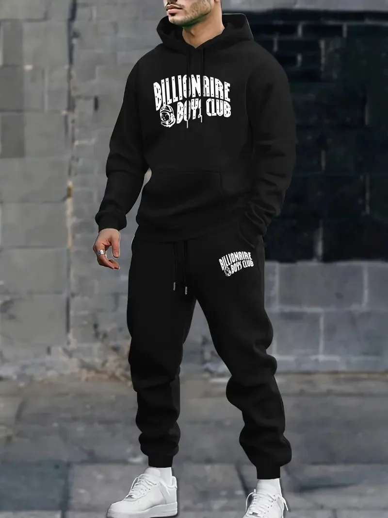 

The 2025 Spring and Autumn new men's hoodie set is a casual and fashionable streetwear collection with letter prints