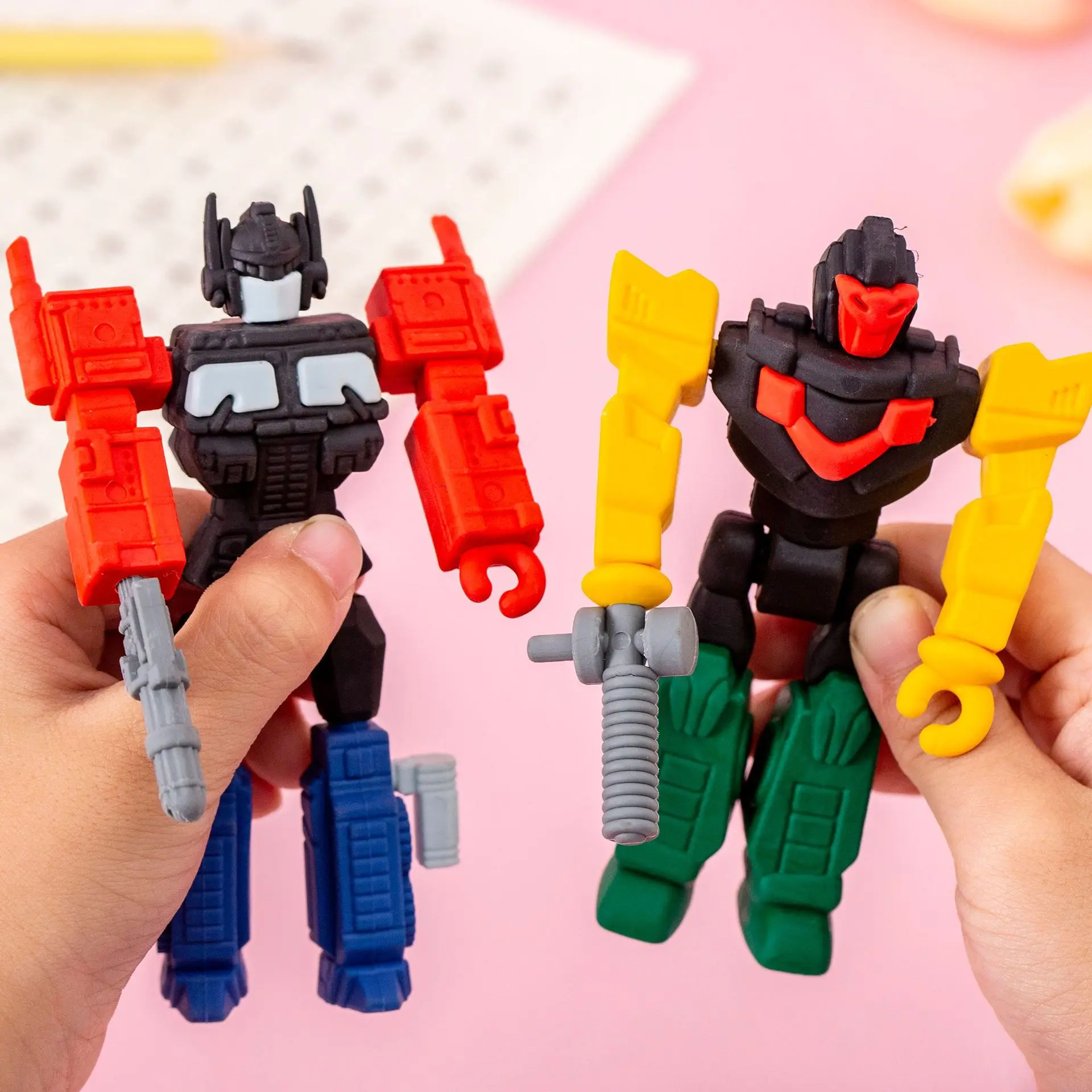 3 Box pencil Eraser Creative Warframe Robot Modeling Cartoon Rubber Set Student June 1st End Christmas Prizes Gift