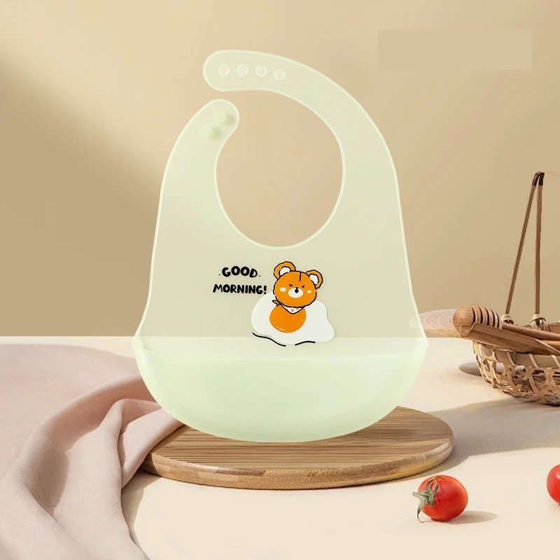 Baby Bib, Soft Silicone Neck Guard, Double-Layer Leak-Proof Pocket, Infant Feeder, All-Season Universal image 6