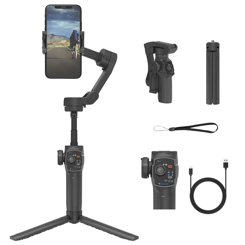 New L9 3 Axis Handheld Anti-Shake Face Tracking Foldable Phone Gimbal Stabilizer Selfie Stick for Tiktok