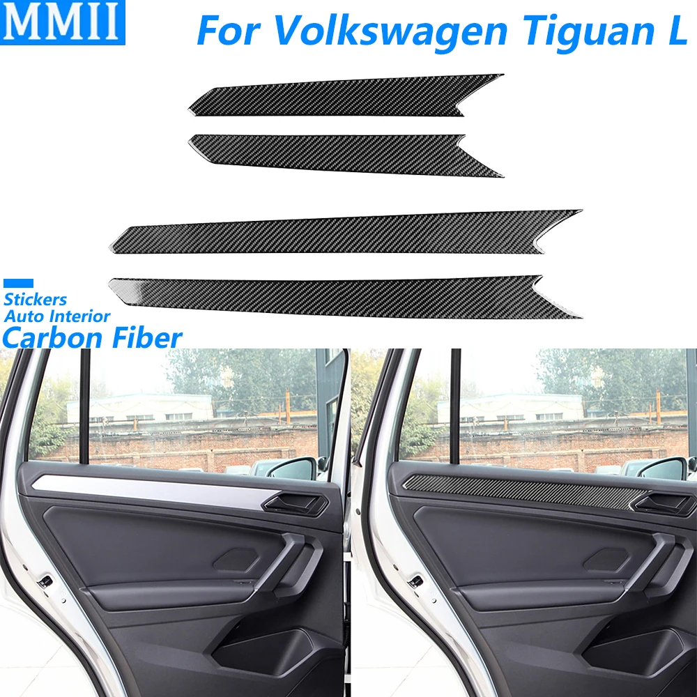 

For Volkswagen Tiguan 2019 2020 2021 Carbon Fiber Inner Door Panel Decorative Cover Car Accessories Interior Decoration Sticker