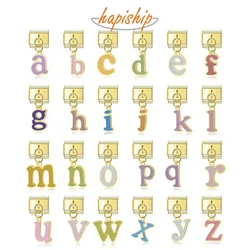 Hapiship Women Golden Color English A-Z 26 Letters Charm Italian Links Fit 9mm Bracelet Stainless Steel Making Jewelry DJ866