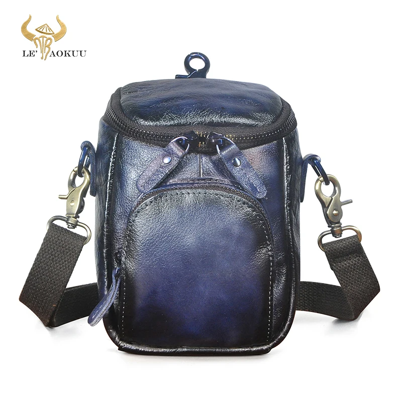 

New Original Leather Design Multifunction Small Messenger Crossbody Bag Hook Fanny Waist Belt Bag Phone Pouch For Men Male 1167
