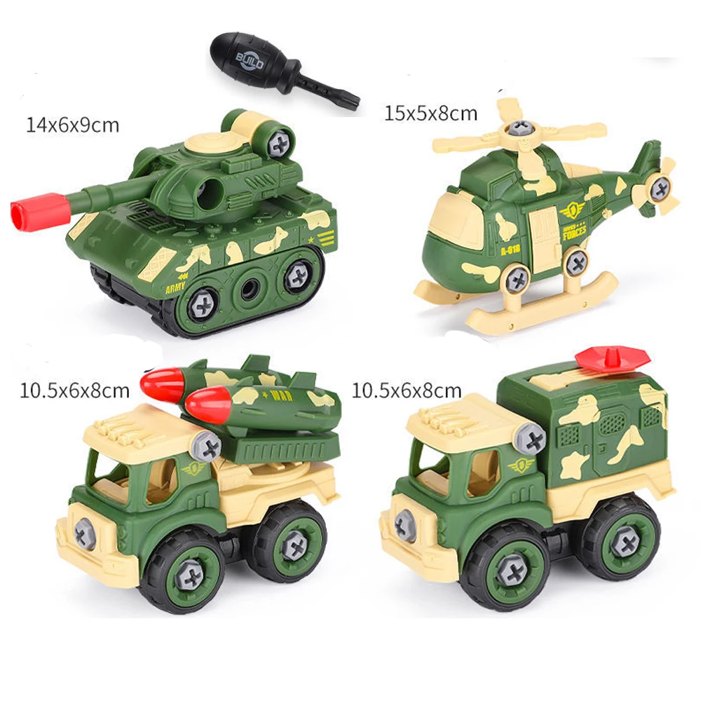 miYou DIY Screw Toy Vehicle Take Apart Plane Train Bus Toy Boy Creative Tool Taxi Car Touring Truck School Bus Educational Toy