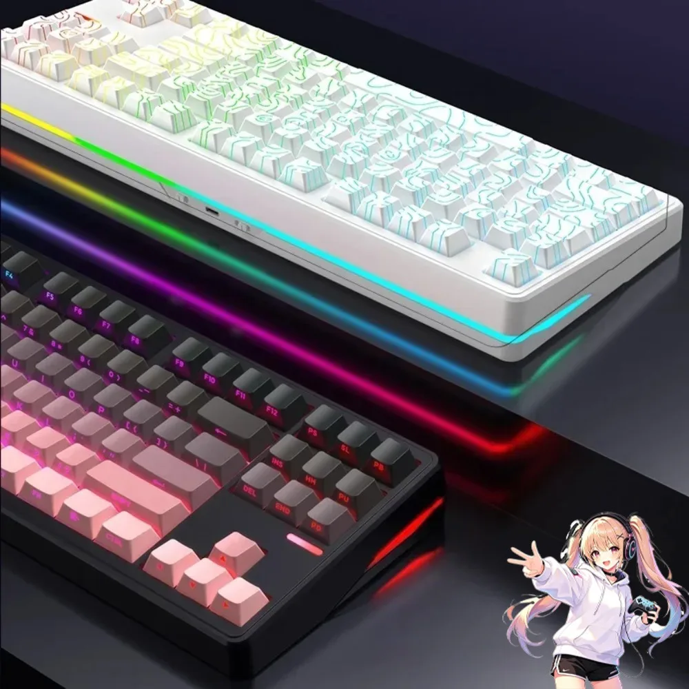 

Riccks RS8 V2 Mechanical Keyboard Tri Mode Wireless Long Battery Life Gamer Keyboard RGB Ergonomic Hot-Swap Gaming Accessories