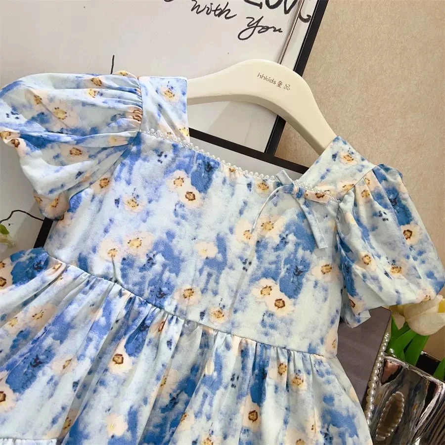 فستان بناتي صيفي جديد لعام 2025 فستان أميرة مزين بالزهور مطبوع بالكامل لـ 2 3 4 5 6 8 سنوات فستان للإجازات الترفيهي للفتيات #3