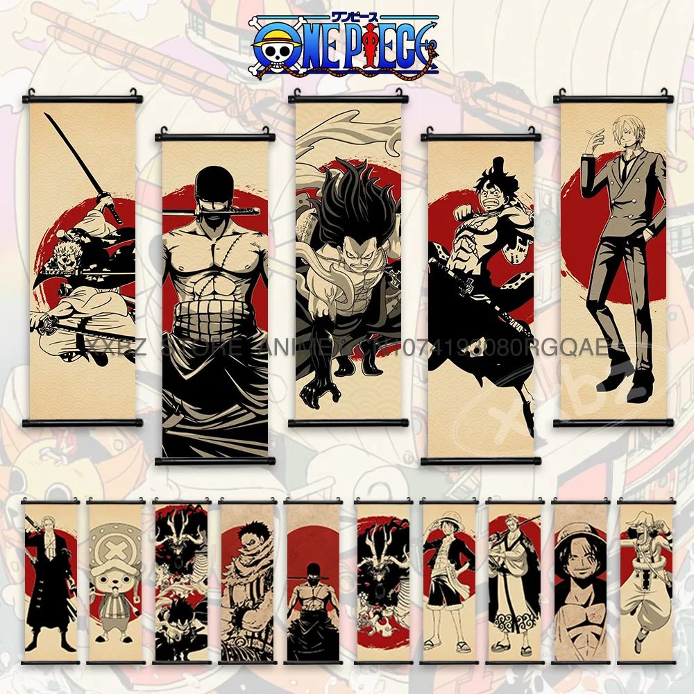 ONE PIECE Scrolls Picture Anime Posters Hd Zoro Wallpaper Luffy Vintage Paintings Latest Bedroom Home Decor Canvas Wall Artwork