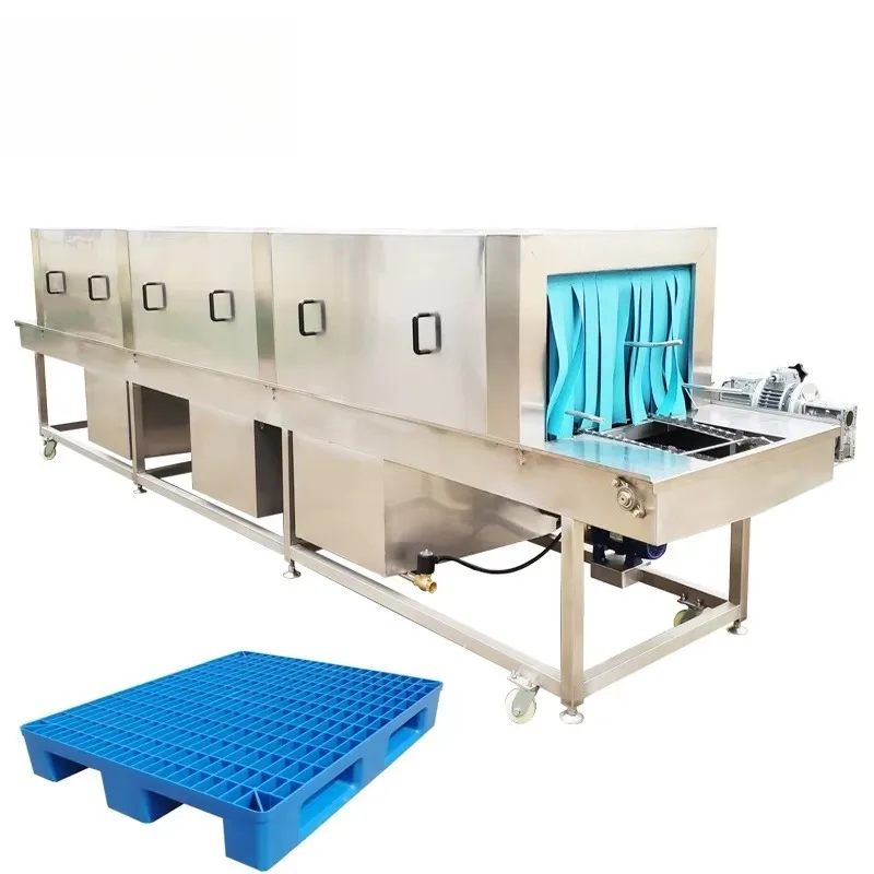 Custom Long-Frame Pallet & Large Crate Washing Machine Industrial Plastic Pallet & Basket High-Efficiency Cleaning Equipment