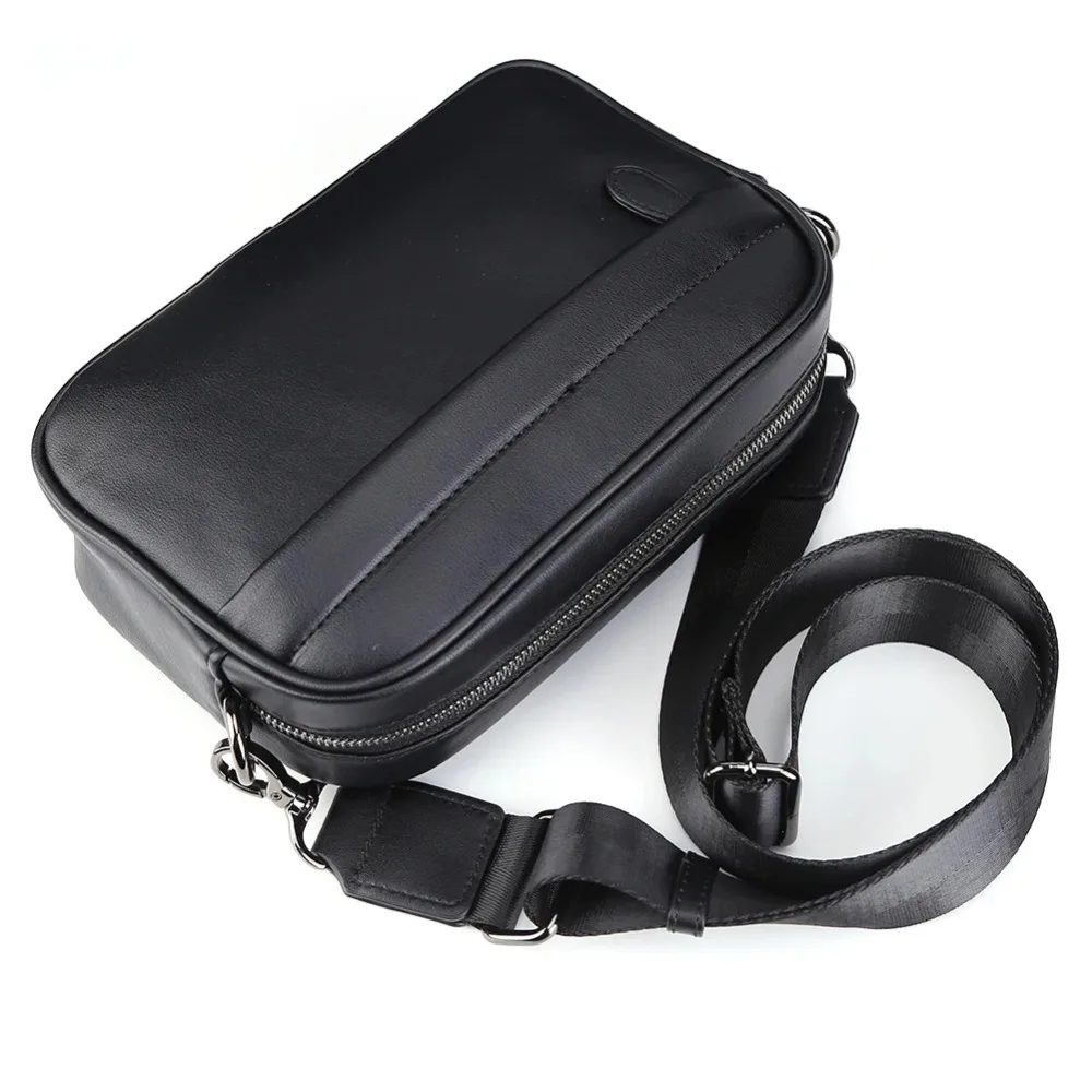 

Portable PU Leather Men's Crossbody Satchel Casual Black Business Shoulder Bag Multi-pocket Waterproof Messenger Bag Travel