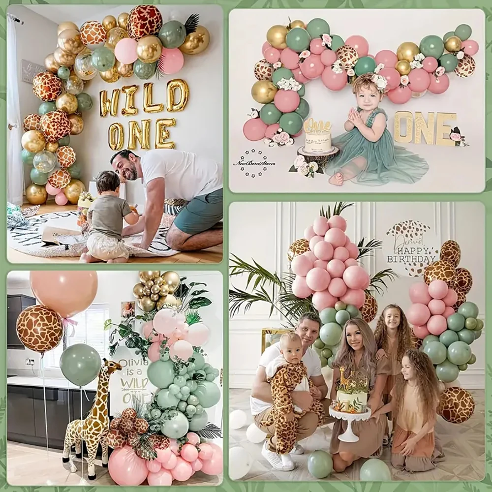 95Pcs Safari Balloons Arch Kit Animal Wild One Birthday Decorations for Safari Baby Shower Decorations view 4