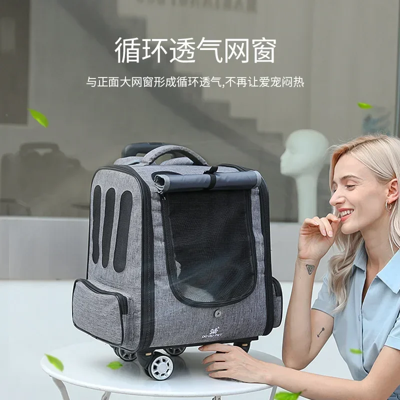 

Fashion Pet Trolley Case Dog Out Box Breathable Shoulders Lightweight Travel Backpack Multifunctional Cat Carrier Pet Strollers