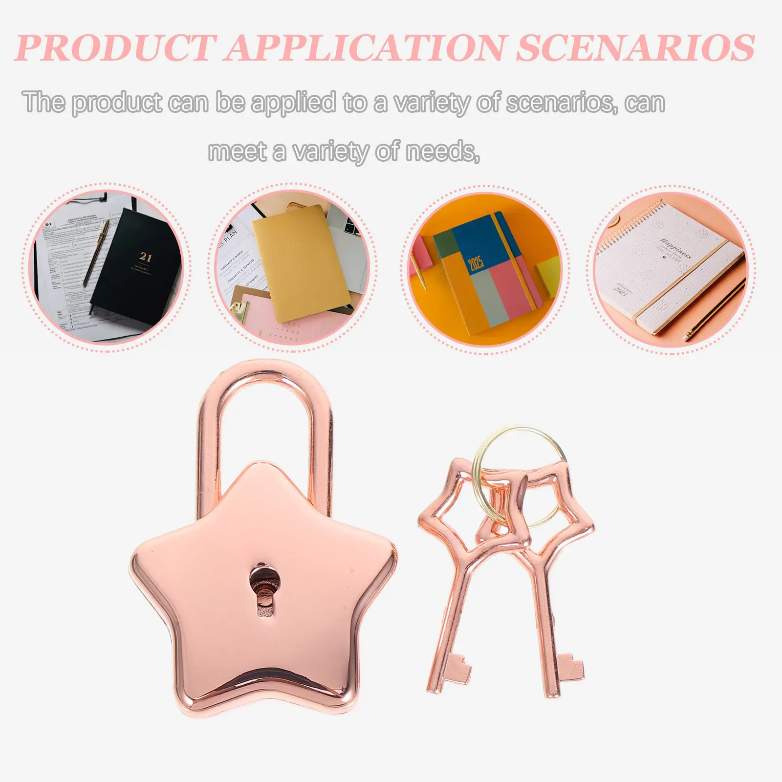 Five-Pointed Star Padlock Mini Metal Lock with Key for Notebook Diary DIY Accessories Jewelry Box Luggage Backpack Personal Item