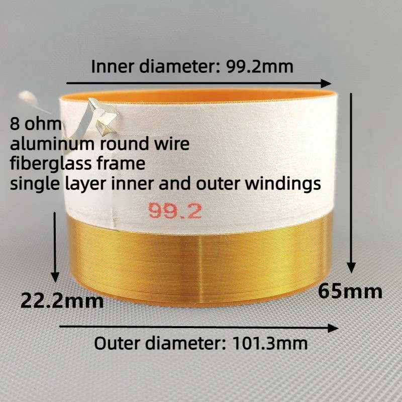 1PCS 99.2mm Aluminium Round Wire Subwoofer Speaker Voice coil 8Ohm