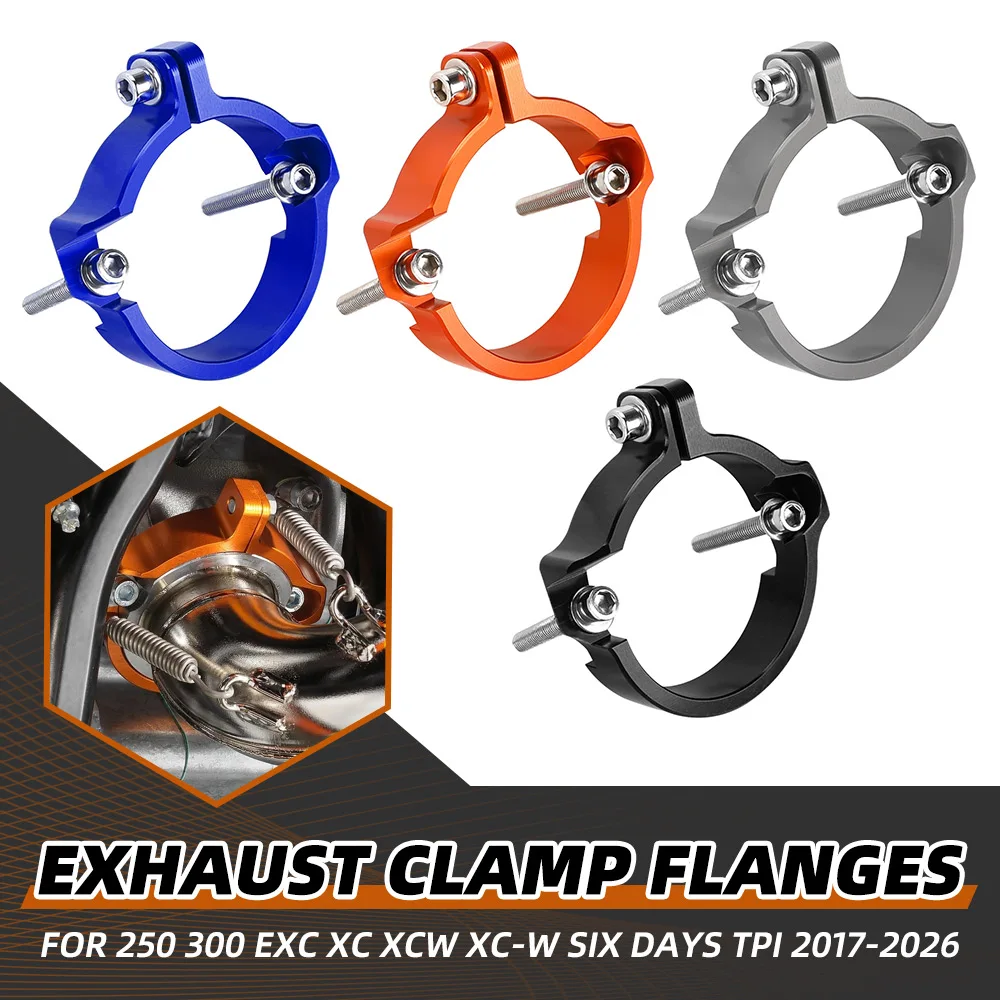 CNC Exhaust Tip Muffler Pipe Clamp Flanges Protector Cover For KTM 250 300 EXC XC XCW XC-W Six Days TPI 2017-2023 2024 2025 2026